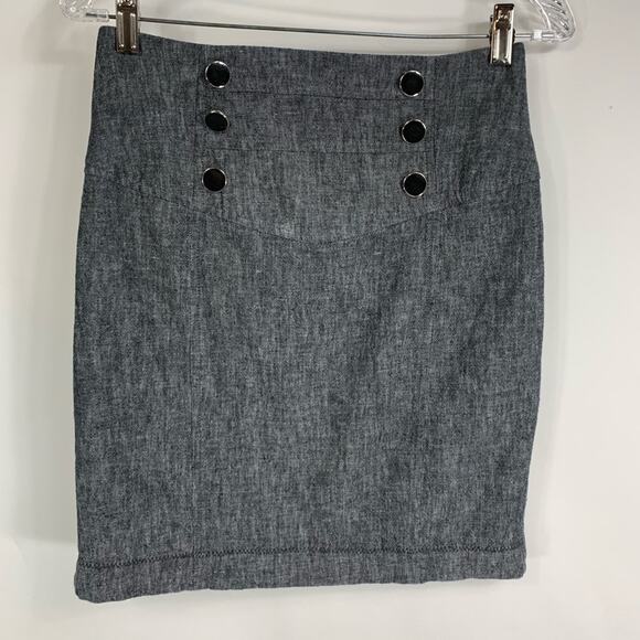 IZ Byer Black Heathered Skirt Buttons Sz 5 - Picture 1 of 4